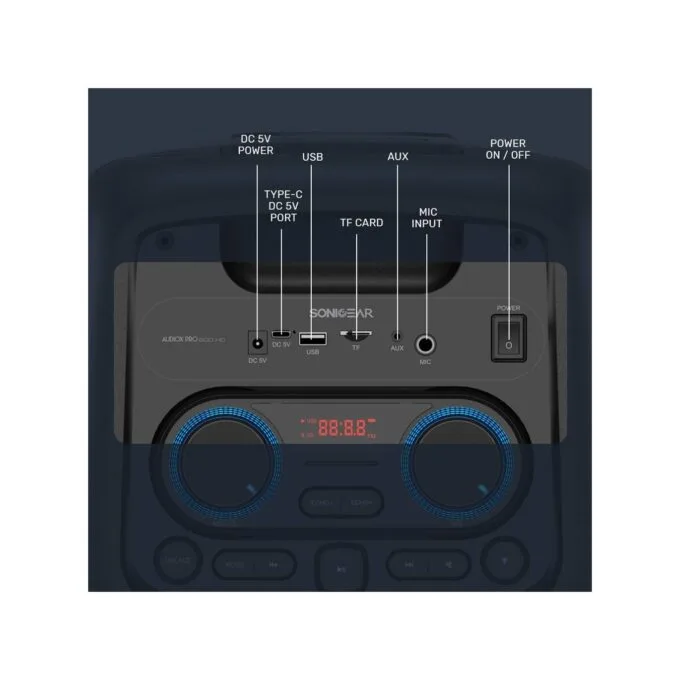 SonicGear 2 x 8'' Portable Karaoke Speaker with Voice Changer - AudioXPro800HD - 2 x Wireless Microphones included — image 12
