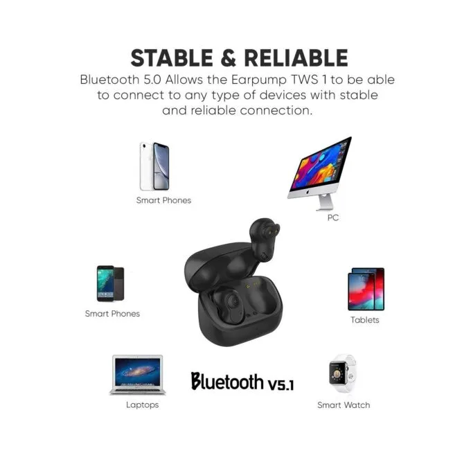 SonicGear EARPUMP - COMFY1 - TWS IPX5 Earphones Black — image 3