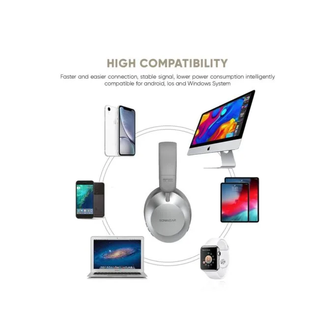 SonicGear Headphones - DNC3000 - Bluetooth AIRPHONE Platinum Silver — image 3