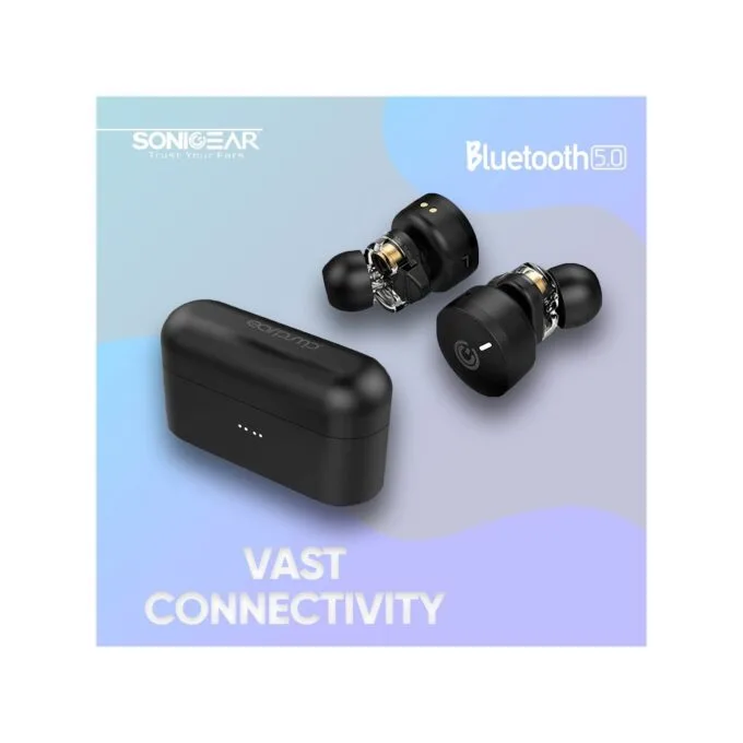 SonicGear HYPERBASS Earphones - TWS 7 - Dual Driver, Sweatproof, Black — image 3
