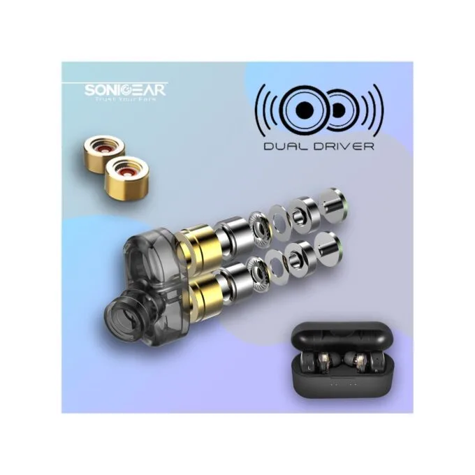 SonicGear HYPERBASS Earphones - TWS 7 - Dual Driver, Sweatproof, Black — image 9