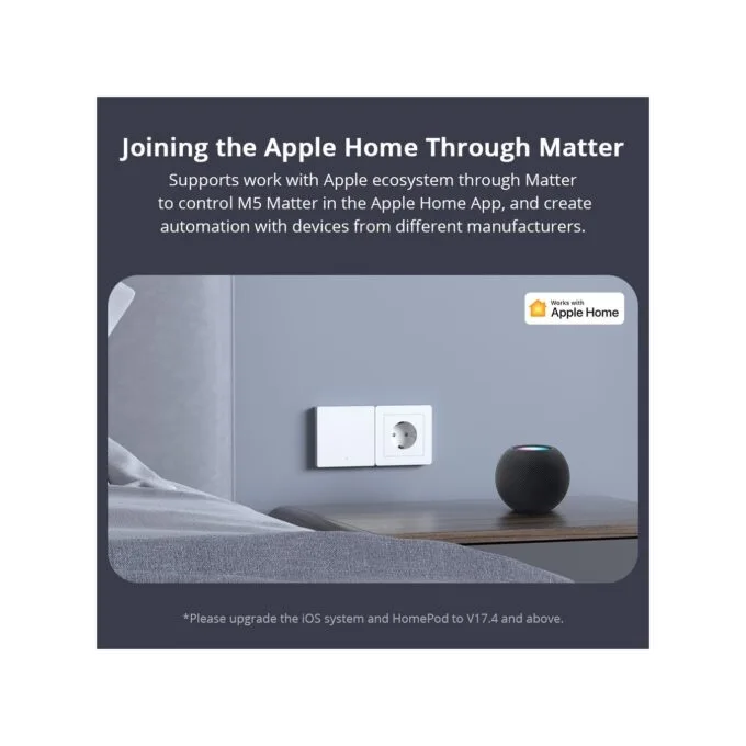 Sonoff Matter WiFi Smart Wall Mechanical Switch 1-Button White - M5 - Matter WiFi Smart Wall Mechanical Switch 1-Button White — image 4