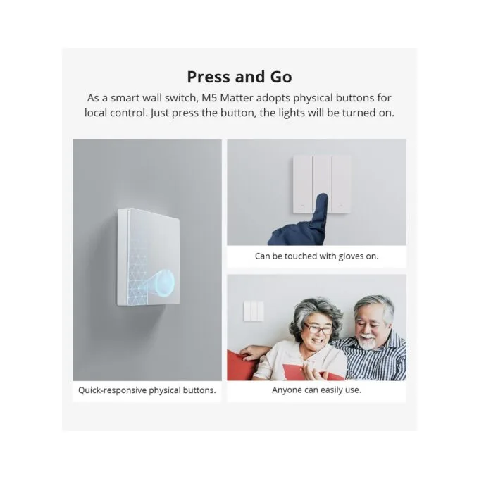 Sonoff Matter WiFi Smart Wall Mechanical Switch 1-Button White - M5 - Matter WiFi Smart Wall Mechanical Switch 1-Button White — image 6