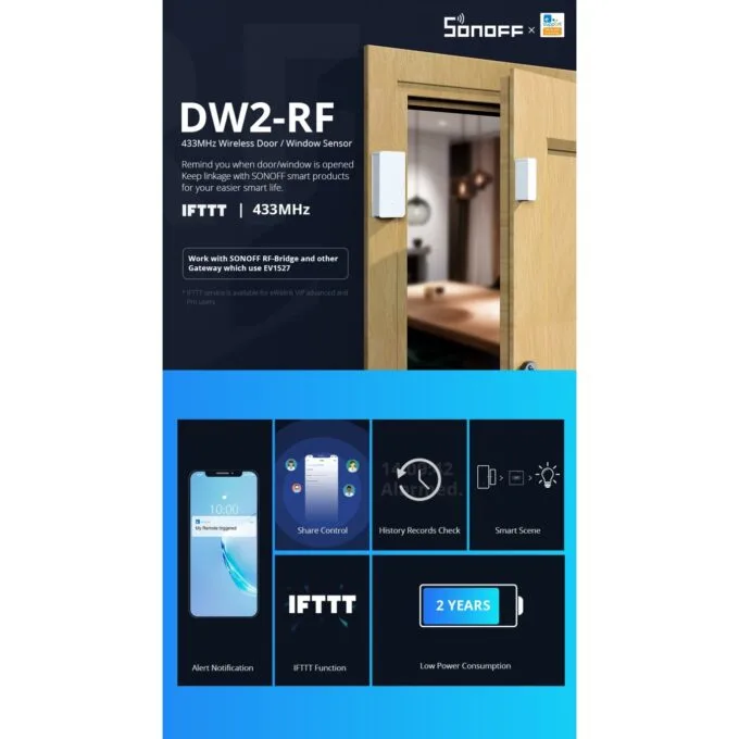 Sonoff RF Door & Window Alarm Sensor - DW2 - RF — image 2