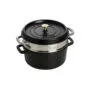 Staub La Cocotte 24cm rund. mit Dmpfeinsatz. schwarz