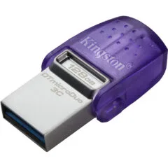 STICK 128GB Kingston DataTraveler microDuo USB3.2 - DTDUO3C - Purple, Stainless steel, USB-C + USB-A, USB 3.2 Gen1