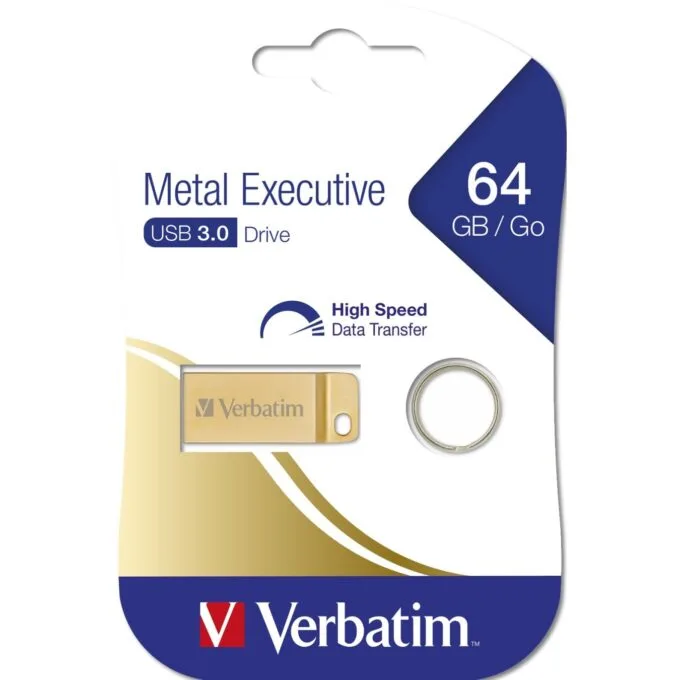STICK 64GB USB 3.2 Verbatim Metal Executive - Gold USB Flash Drive — image 5