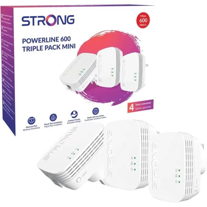 Strong Powerline Kit AV600 Mini 600Mbps UK - 600TRIMINIUK - Triple Pack — image 6