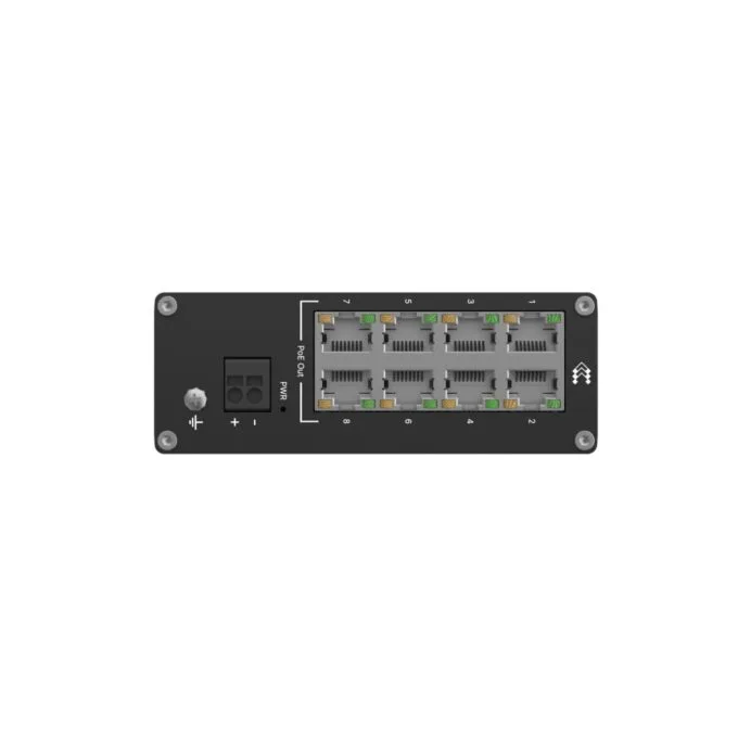 Teltonika TSW040 Unmanaged 8-Port PoE+ Switch - TSW040 - 8x Fast Ethernet, 240W PoE Budget, 48V, Black, Aluminium — image 2