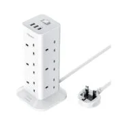 Tessan 12 Gang Extension 3 USB 2m 13A - TPS04-UK-C - 12 Gang Extension, 3 USB, 2m, 13A