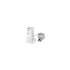 Tessan 8-Gang Extension 2 USB-A USB C 2m 13A - TPS03-UK-C - 8-Gang Extension, 2 USB-A, USB C, 2m, 13A