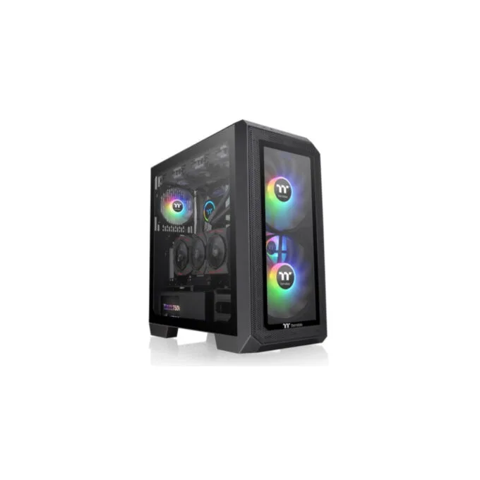 Thermaltake View 300 MX - Mid Tower PC Case - Black, Tempered Glass, RGB Fans, USB-C — image 1