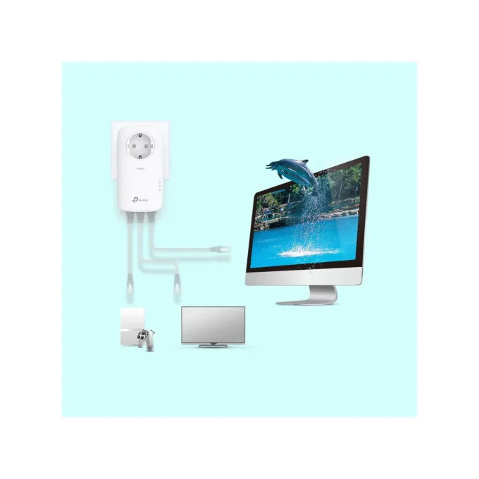 TP-Link TL-PA8033P Kit - AV1300 Powerline Adapter, 3x Gigabit Ports, Passthrough Socket, White — image 3