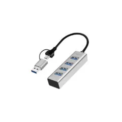 UA0455 HUB 3.0 4xUSB-A, 5 GBITS 2-in-1 CONNECTION CABLE SILVER, LOGILINK