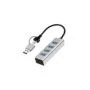 UA0455 HUB 3.0 4xUSB-A, 5 GBITS 2-in-1 CONNECTION CABLE SILVER, LOGILINK
