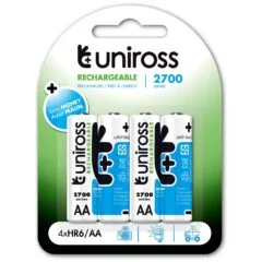 Uniross - AA 2700 NiMH Rechargable Batteries 4 Pcs