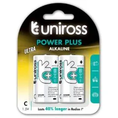 Uniross C Power Plus Alkaline Batteries - 2 Pcs