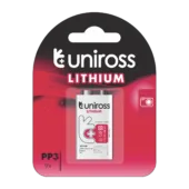 Uniross Lithium 9V Battery - MN1604 - PP3, 6AM6, 6LR61, 6LF22