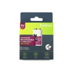 Uniross USB-C Rechargeable Lithium 9V Battery 400mah (1pc) - USB-C Rechargeable 9V Battery