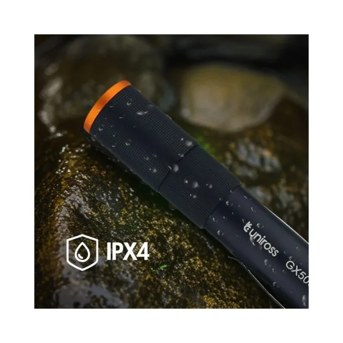 Uniross USB Rechargeable Torch - GX500 - IP44 Waterproof Aluminium 1000 lumens 140m Beam 120hrs Battery — image 7