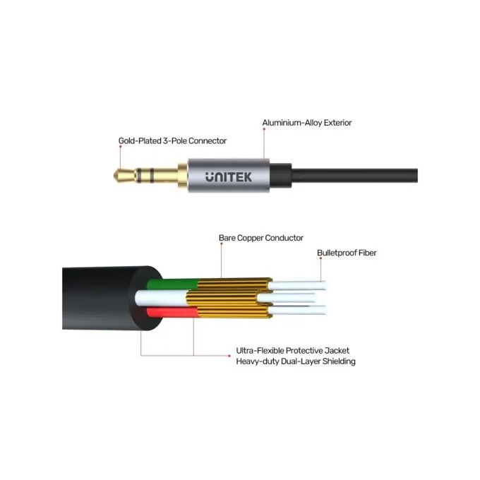 Unitek Audio Extension Cable - Y-C932ABK - 3.5mm M-F, 1.0m — image 2