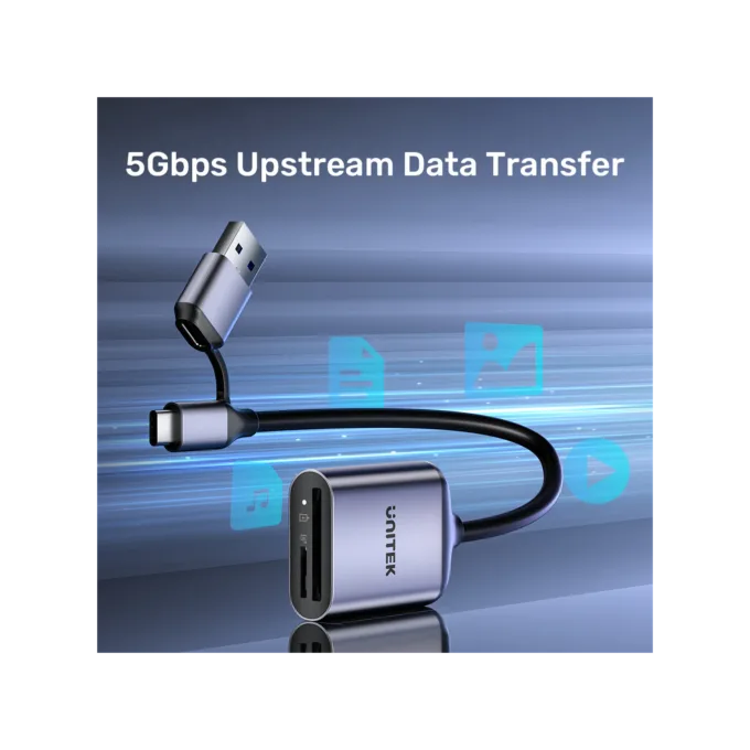 Unitek Card Reader - R1018E - Super Fast Card Reader Up to 312mb s USB-A C Supports SD MicroSD — image 5