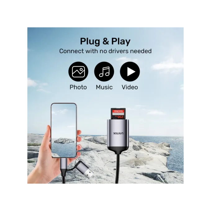 Unitek Card Reader - R1018E - Super Fast Card Reader Up to 312mb s USB-A C Supports SD MicroSD — image 7