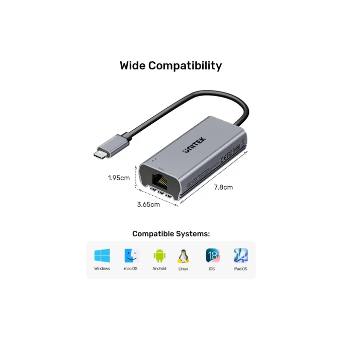 Unitek Converter USB-C to LAN - U1343A - 5GbE Ethernet — image 3