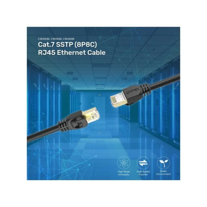 Unitek Ethernet Cable - C1815EBK - CAT7 SSTP Pure Copper Ethernet Cable 20.0m Black — image 5