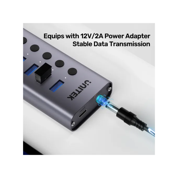 Unitek H1314A USB-C Hub 7xUSB-A 5Gbps Power Switch 12V/2A — image 5