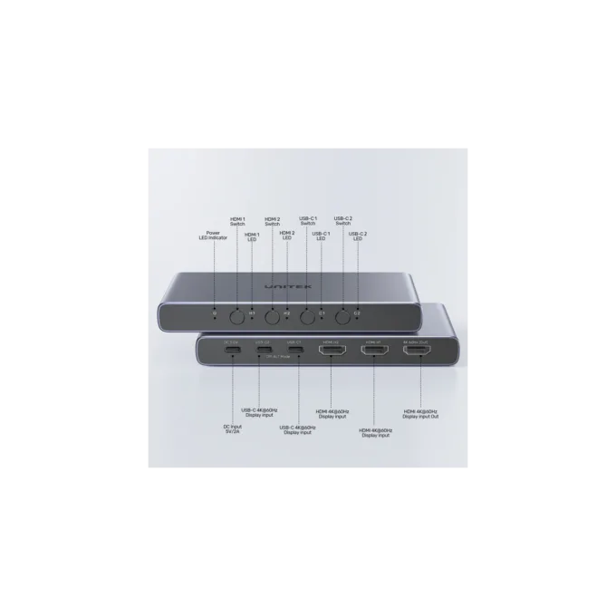 Unitek HDMI USB-C Switch - V1313A - 4K 4in (2xHDMI + 2xUSB-C) 1xHDMI Out — image 4