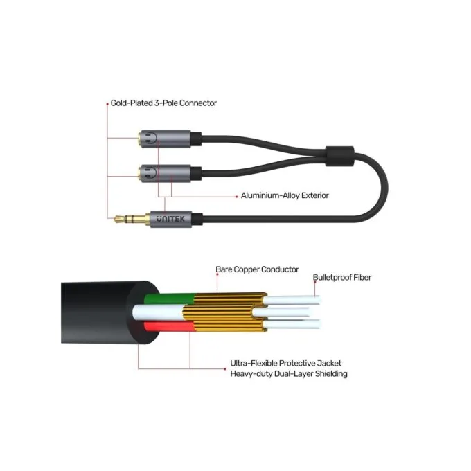 Unitek Headphone Splitter Cable - Y-C956ABK - 3.5mm Headphone Splitter Cable 0.2m — image 4