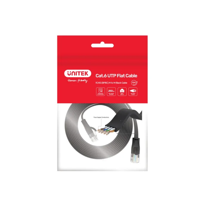 Unitek Patch Cable - C1810GBK - Flat Patch Cable CAT6 Black 2.0m — image 6