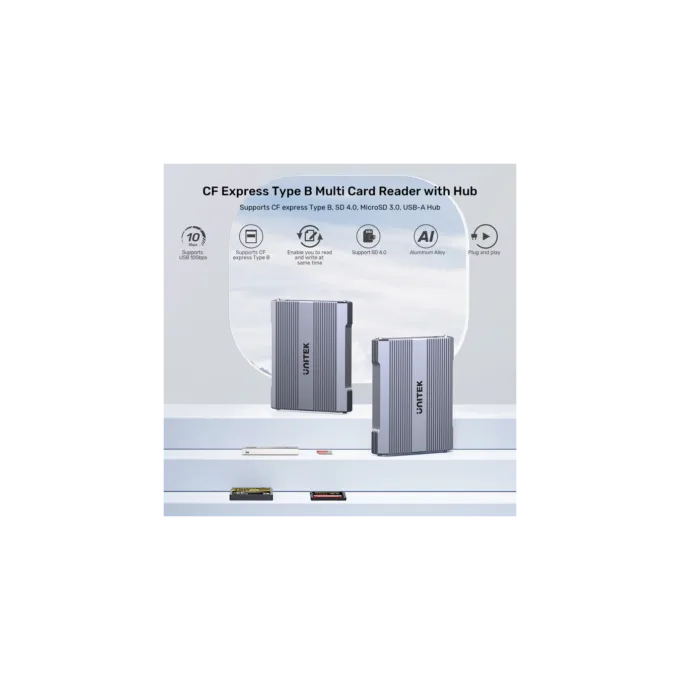 Unitek R1022 Dual Read Write Card Reader USB-C to SD4.0+Micro SD3.0+CF Express 2.0 — image 4