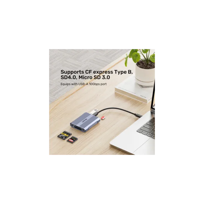 Unitek R1022 Dual Read Write Card Reader USB-C to SD4.0+Micro SD3.0+CF Express 2.0 — image 5