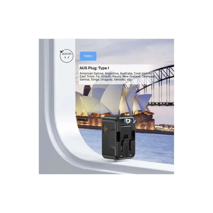 Unitek Universal Travel Charger - P1120A - 20W USBC+USBA Black — image 12