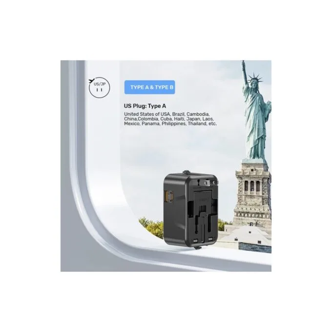 Unitek Universal Travel Charger - P1120A - 20W USBC+USBA Black — image 13