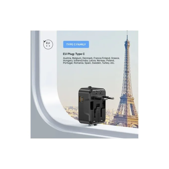 Unitek Universal Travel Charger - P1120A - 20W USBC+USBA Black — image 15