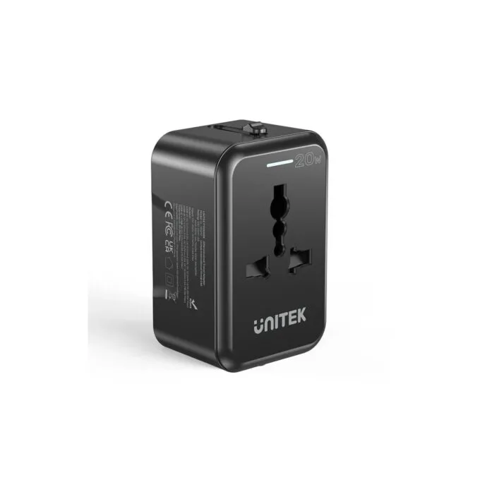 Unitek Universal Travel Charger - P1120A - 20W USBC+USBA Black — image 3