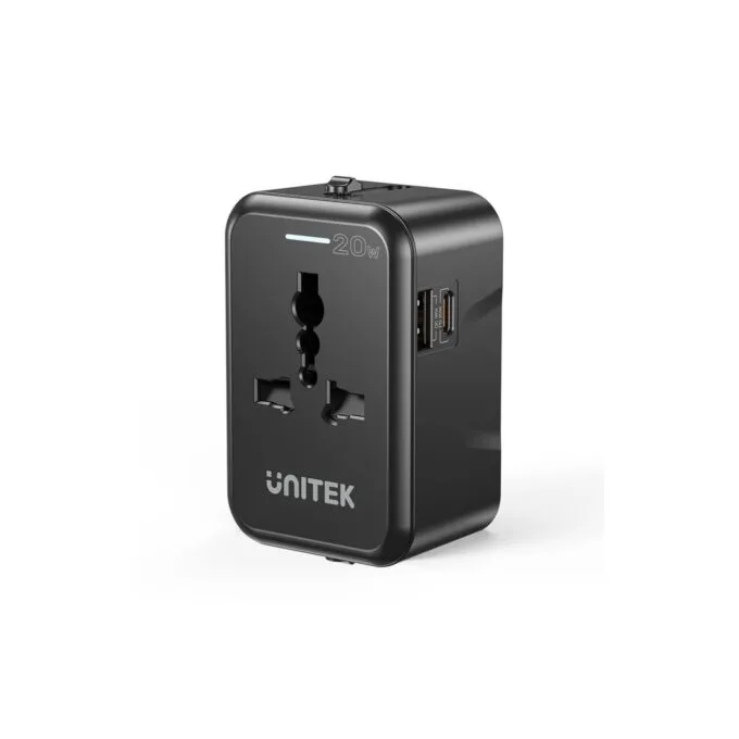 Unitek Universal Travel Charger - P1120A - 20W USBC+USBA Black — image 4