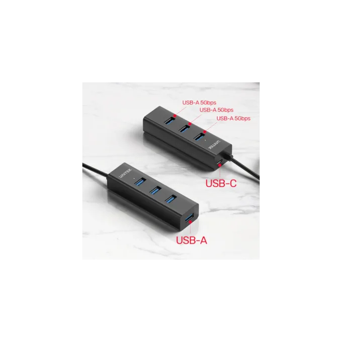 Unitek Y-3089 4-Port USB 3.0 Hub with USB-C Power - 30cm Cable — image 3