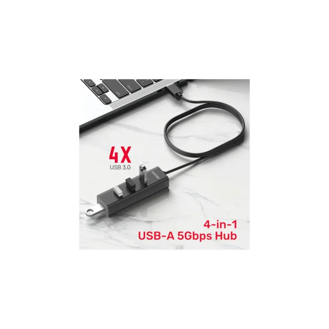 Unitek Y-3089 4-Port USB 3.0 Hub with USB-C Power - 30cm Cable — image 4
