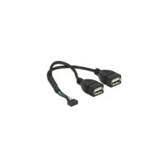 USB 2.0 Y-cable, 10 pin header to 2x USB-A socket