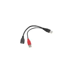 USB 2.0 Y-cable, USB-A male + USB-A male to USB-A female