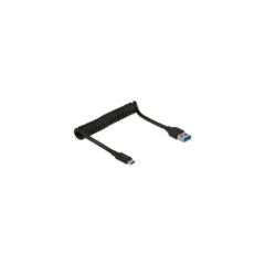 USB 3.2 Gen 2 spiral cable, USB-A male to USB-C male