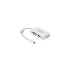 USB adapter, USB-C male to VGA + HDMI + DVI female