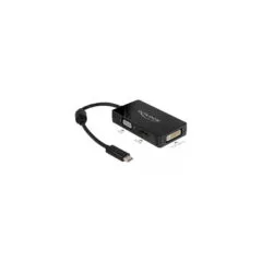 USB adapter, USB-C male to VGA + HDMI + DVI female