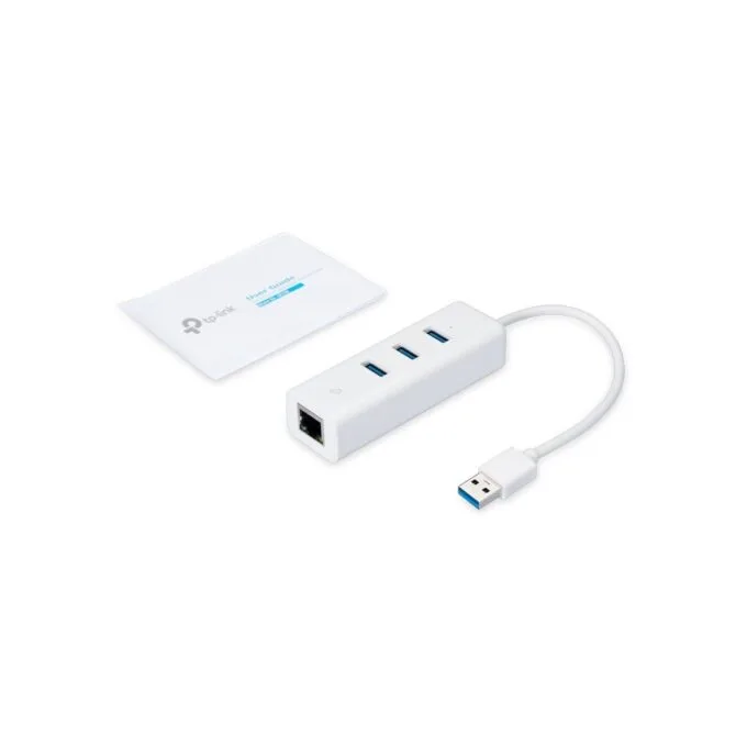 USB TP-LINK UE330 - UE330 - White, USB 3.0 to Gigabit Ethernet and 3-Port Hub — image 3