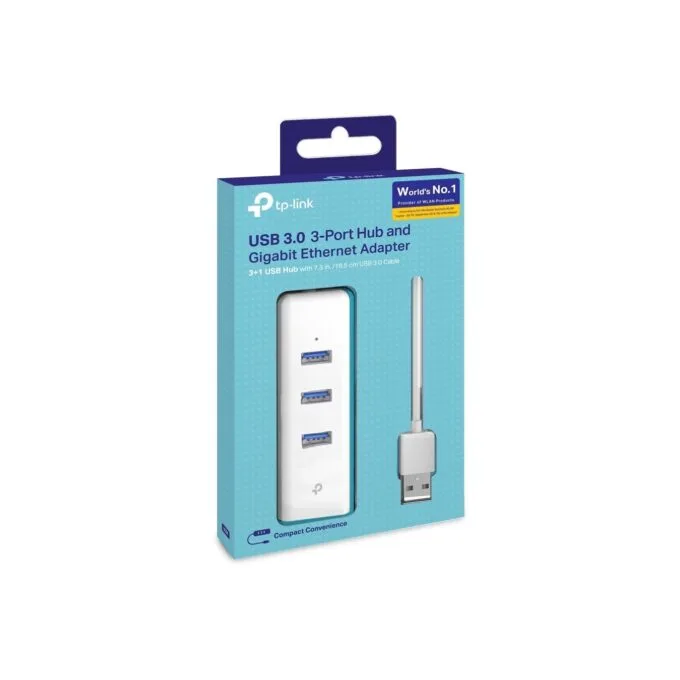 USB TP-LINK UE330 - UE330 - White, USB 3.0 to Gigabit Ethernet and 3-Port Hub — image 4
