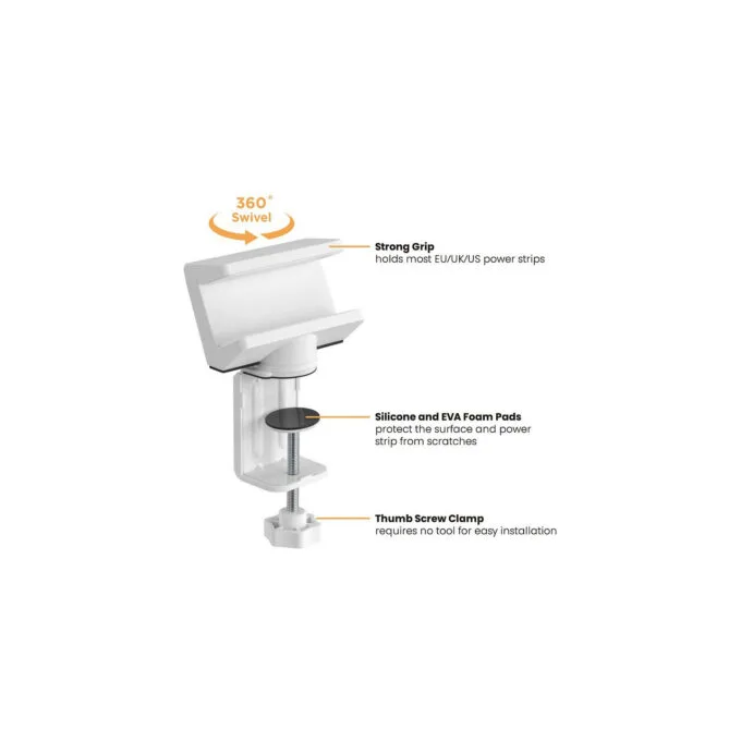 VALUE Tischklemme fr Steckdosenleiste. drehbar 360. wei — image 7